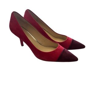Coach Zayna Suede Heels In The Color Red Wine Size 8 Pointed Toe